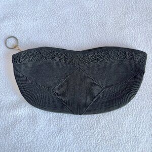 1940s Black Corde Small Clutch Handbag